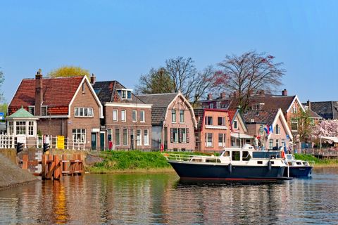Houses on the shore in Netherlands 