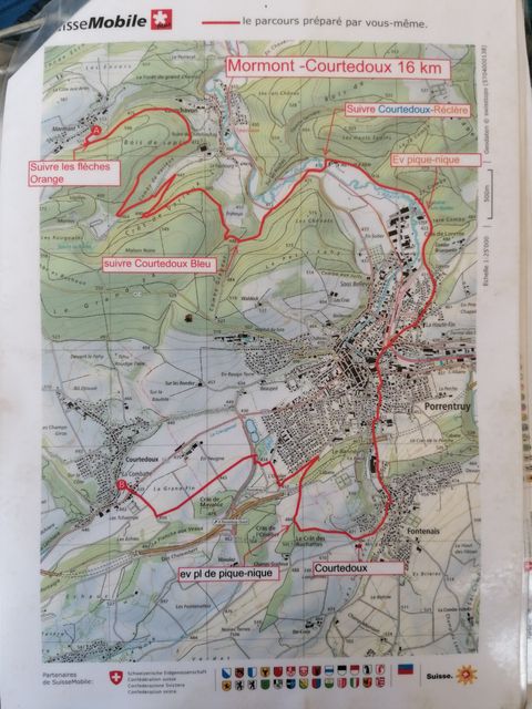 Karte von den Planwagentouren im Jura.