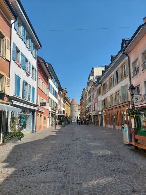 Bunte Altstadt von Yverdon-les-Bains.