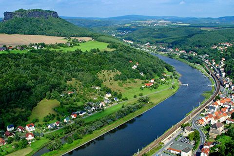 View from above over the river Elbe