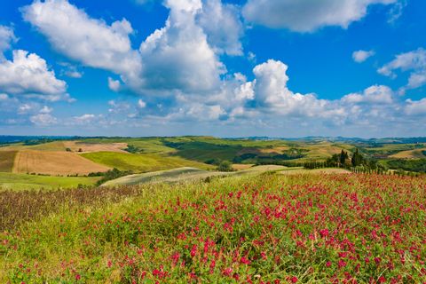 View over picturesque Tuscan fields