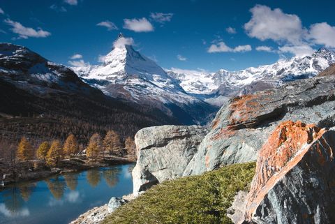 Wonderful natural panorama with a view of the Matterhorn