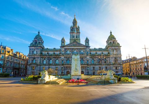Panoramic view on the George Square in Glasgow