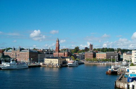 Luftaufnahme des Hafens in Helsingborg