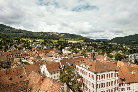 Blick über den Dächern von Delémont