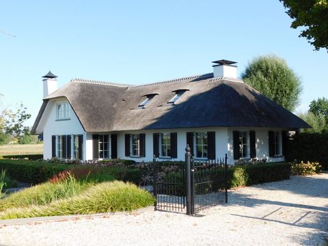Sicht auf ein Landhaus mit Reetdach in Papendrecht.