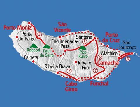 Karte Wandern Madeira