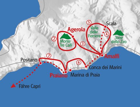 Wandern Amalfikueste Karte