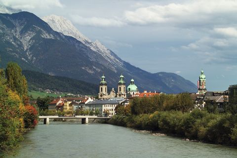Overlooking Innsbruck an river Inn