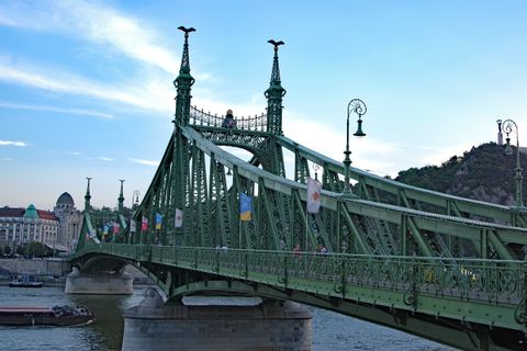 Chain Bridge with flags
