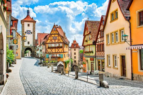 Mittelalterliche Stadt Rothenburg ob der Tauber, Bayern, Deutschland<br/>