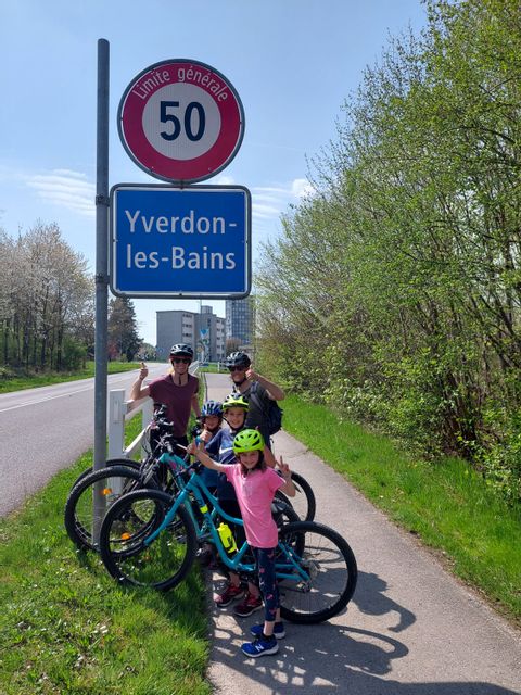 Ankunft im Etappenziel Yverdon-les-Bains.