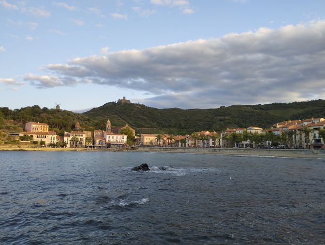 Bucht von Collioure mit Blick auf die bezaubernde Stadt.